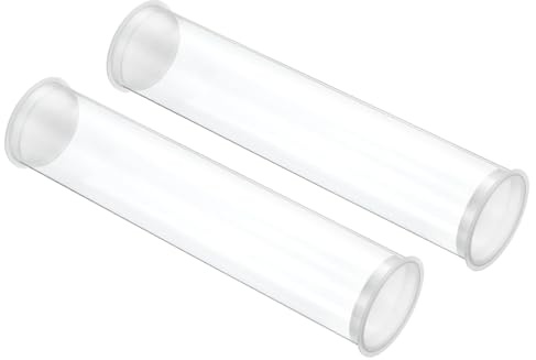 PATIKIL 7.9L x 1.7Dia Tubos De Almacenamiento Transparentes 2Pcs Tubo Rígido Redondo Hueco De Plástico PC Con Tapa Para Cuentas Sales De Baño Contenedor Favores De Boda