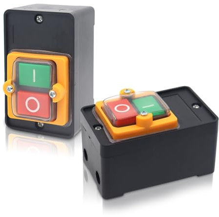 DIYoung 2 Interruptores de Máquina, Botón de Palanca, Interruptor de Seguridad Impermeable, AC220 V/380 V 10 A para Máquina Textil Mecánica, Interruptor de Voltaje Cero
