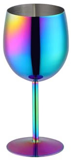 SBOMHS Rotweingläser mit Stiel 1 Stück Weißweingläser ca.350ml Weingläser aus 18/10 Edelstahl Kelch Gläser für Cocktails Champagner Whiskey Biergläser (Regenbogen)