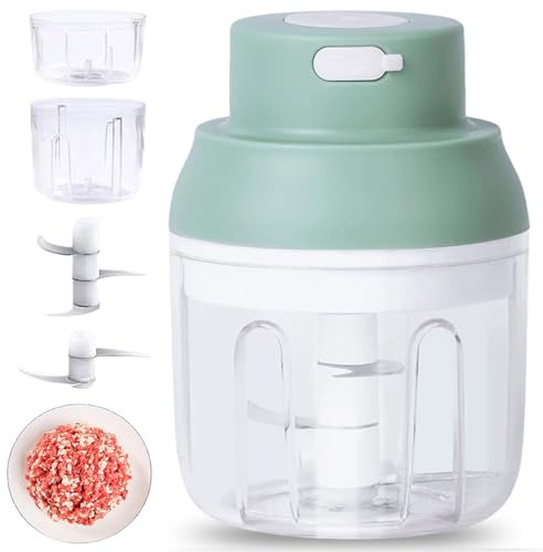 GOMETY Cortador de cebolla eléctrico de 250 ml, cortador de verduras, picadora de cebolla y ajo, molinillo eléctrico de verduras