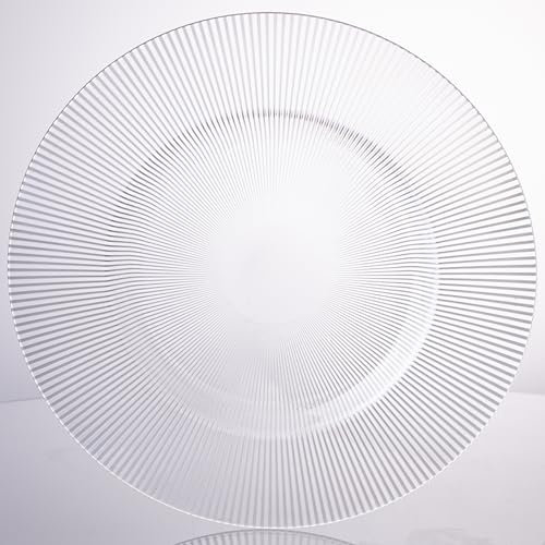 Villa d'Este Home Tivoli Juego de 6 salvamanteles de 33 cm de diámetro, transparentes con borde a rayas, rayas