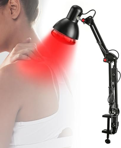 CuCummoo Rotlichtlampe Wärmelampe, Infrarotlampe Rotlichtlampe mit ständer Infrarot Wärmelampe 360° Lampenhalterung 150W für Jugendliche, Erwachsene, Senioren