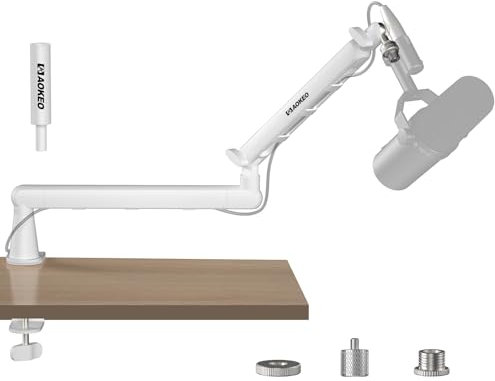 Microphone Arm,Aokeo AK-55 Desk Low Profile Adjustable Mic Boom Arm Stand,Suitable For Blue Yeti,Snowball iCE, HyperX QuadCast,SoloCast,Elgato Wave,Etc