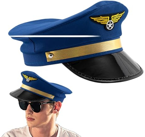 laxreheye Casquette De Pilote, Casquette De Vacances, Casquette Capitaine Yacht, Chapeaux De Pilote Réglables, Chapeaux De Capitaine De Pilote, Chapeau Capitaine Bateau Adulte, Capitaine, Aviateur,