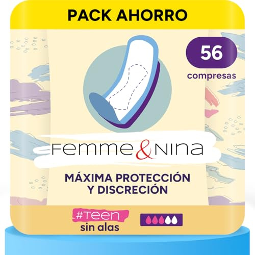 BESTLINE 56 Compresas sin Alas para Adolescentes, Algodón con Tacto Suave para Extra Confort, Núcleo Altamente Absorbente, Máxima Protección, Ultra Finas, Cero Olor e Incomodidad, 4 Paquetes