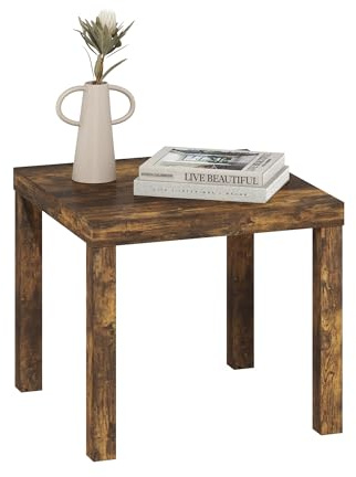 Furinno Classic Side Table, Square Modern End Table with 1.8 Triple Thick Tabletop, Simple Night Stand, Bedside Table, Toolless Assembly, for Living Room, Bedroom, Amber Pine