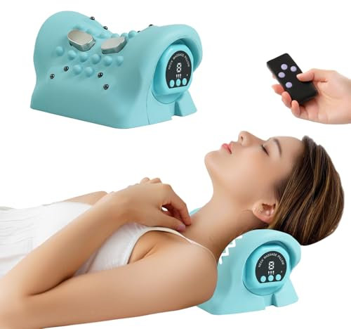 Nackenmassagegerät, EMS Elektrische Nackenmassagegerät mit Wärme,3 Modi 6 Einstellbare Frequenzen-Nackenstrecker zur Entspannung von Nacken und Schultern，Tiefenpflege für die Wirbelsäule