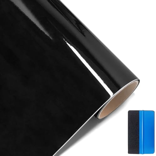 NewL High Gloss Black Vinyl Wrap Self Adhesive Air Release Bubble - Outdoor Rated for Automotive Use (30cm x 150cm)