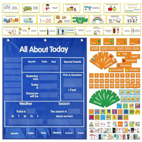 wisoolkic Calendario de Actividades diarias de Bolsillo con 190 Tarjetas y Patrones vívidos Que enriquecen el Aprendizaje en el Aula para niños. Centro Actividades diarias a Prueba Polvo.