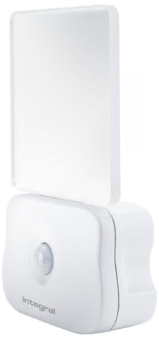 Integral LED Motion Sensor Night Light, Battery Operated with Dusk to Dawn Photocell Sensor, for Hallways, Landings, Stairs, Kitchens, Bedrooms, Baby’s Nursery and More, Transparent, 1 - Pack
