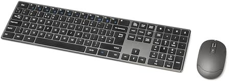 Amazon Basics Rechargeable Wireless Mouse - Ultra Slim, Quiet Full Size Keyboard with Number Pad, Black