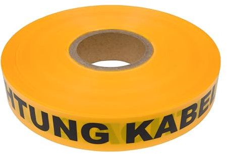 PROlac Trassenwarnband – Warnband Erdkabel mit Aufdruck „ACHTUNG KABEL“ – Robustes Trassierband, Markierungsband für Bau & Tiefbau – Gut sichtbares & widerstandsfähiges (Gelb, 40mm x 250 Meter)