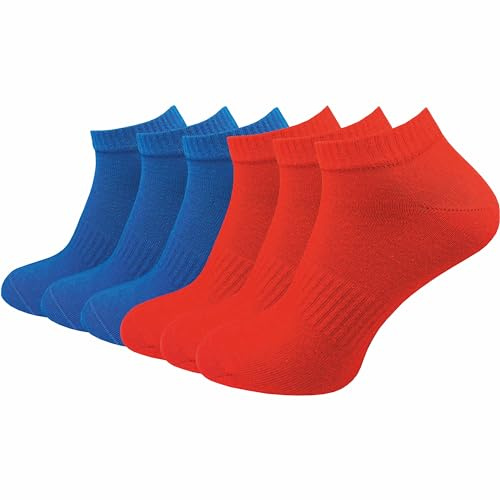 GAWILO Sportsocken ohne Naht (6 Paar) | Kurze Socken für Damen und Herren | Dank Rippschaft kein Verrutschen und kein Faltenwurf (35-38, rot | royalblau)