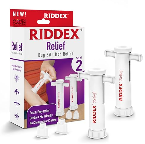 RIDDEX Relief Bug Bite Suction Tool - Natural & Chemical Free Insect Bite Itch Relief for Bug Bee and Fly Stings, Reusable, Great for Camping, Hiking and Travel, Mosquito bite Relief Treatment 2 Pack