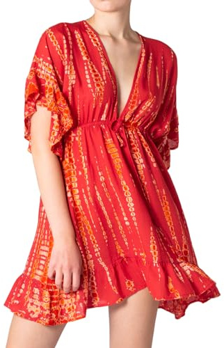 PANASIAM Dress tiedye style, red orange, M