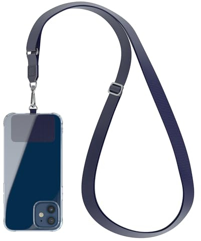EAZY CASE - Universell mobilkedja kompatibel med alla mobiltelefoner Kedjan kan kombineras med fodral Mobilsladd med karbinhake Mobilrem att hänga runt halsen Färgglad bohosladd iVit Blå Silver