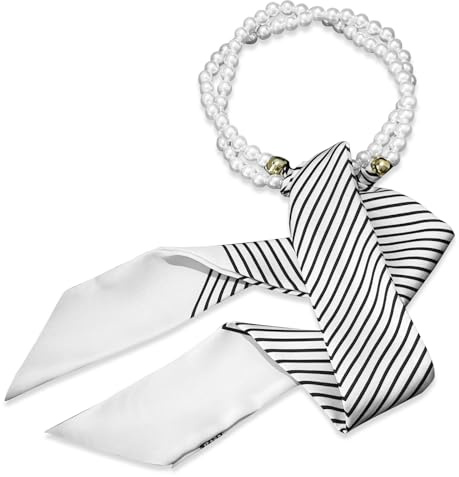 LumiSyne Foulard En Soie Collier Femme Filles Écharpe Maigre Longue Avec Collier De Perles Imprimé Fleurs Motif Lettre Rayures Style Élégant Simple Décoratif Cravate Foulard Cheveux Bandeau Au Poignet