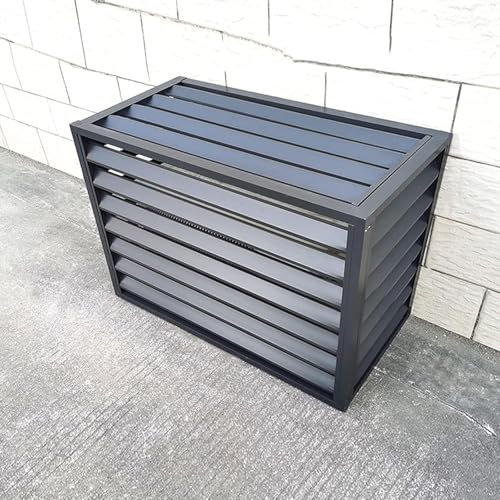 Outdoor Air Conditioner Cover Privacy Fence All Weather Anti-Theft Stable Aluminum Air Conditioner Cover Freestanding Room Divider with Slats Barrier Fence for Pool Equipment Gray