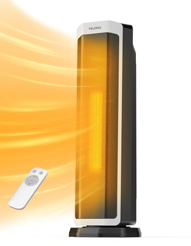 PELONIS Elektrischer Heizlüfter 2000W mit Fernbedienung, 3S Schnellheizung & ECO Modus, 75° Oszillation, Einstellbarer Thermostat (5-35°C), 8h Timer, Leise Keramikheizung für Schlafzimmer