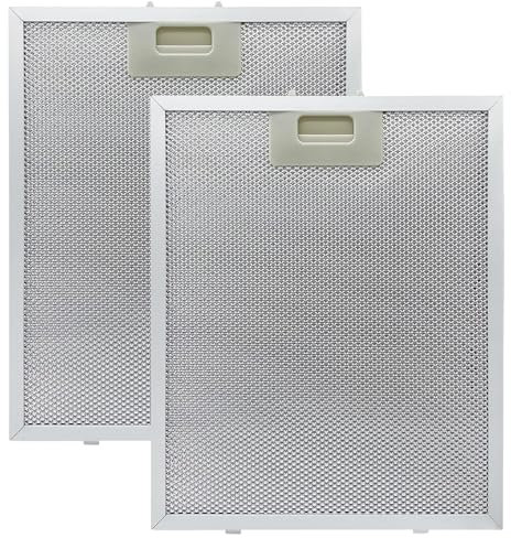 Hikrxya Confezione da 2 filtri di ricambio per cappa da cucina, filtro antigrasso in metallo, universale, 320 x 260 mm, 5 strati, in alluminio, adatto per molte delle principali marche di cappe da