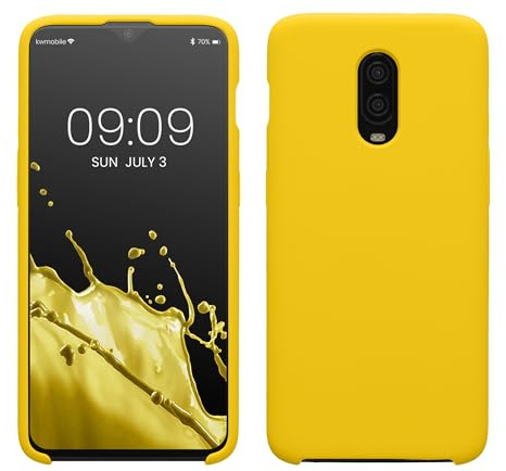 kwmobile Hülle kompatibel mit OnePlus 6T Hülle - Silikon Handy Case - Handyhülle weiche Oberfläche - kabelloses Laden - Strahlend Gelb