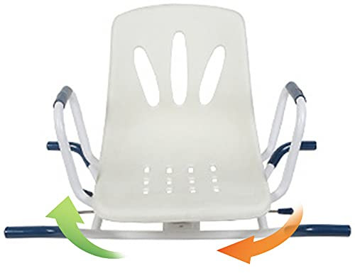 Silla de ducha giratoria de 360° con brazos y respaldo para personas mayores y discapacitados, carga de 150 kg, taburetes de baño para sentarse de forma segura en la bañera