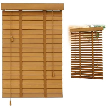 50mm Stores pour Fenêtres Stores Vénitiens en Bois Massif W 30/45/60/80/100/120/140/160cm Stores Horizontaux Store occultant Protection Solaire et Brise-Vue(30W x 150cm H)