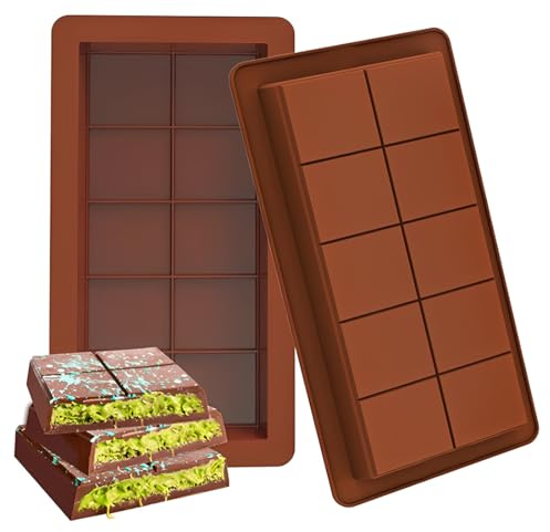 XOXVURI 2 Piezas Molde Chocolate Molde Chocolate Dubai Molde Turron Moldes Para Barra De Chocolate Profundos De Silicona Molde De Chocolate Profundo Para Bombones Pralinés