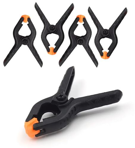Lot de 4 pinces à ressort 7 cm en nylon de haute qualité – Mâchoire réglable en PE orange – Haute force de serrage pour menuiserie, artisanat, studio photographique et projets de bricolage