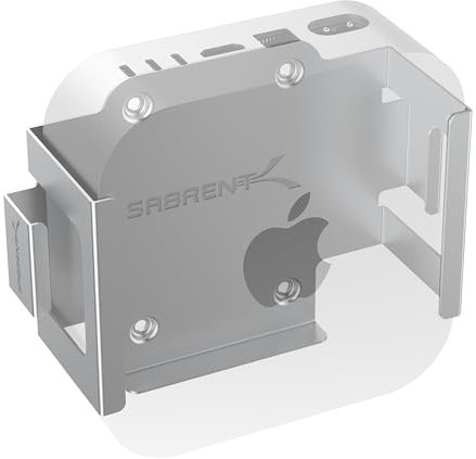 SABRENT Wandhalterung Mac mini 2024 - Desk/Wall Flex-Mount aus Aluminium, kratzfest - Mac mini Halterung für Wand, Schreibtisch oder Oberfläche mit Kabelmanagement & Belüftung (BK-MAC2)