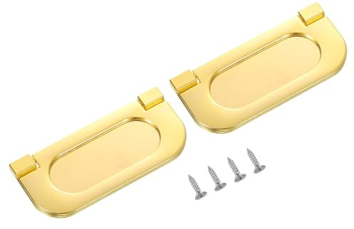 QUARKZMAN 2 Piezas Tirador Empotrado 3 Pulgadas Tirador Oculto Dorado | Para Muebles Anillo Para Cajones Armario Cómoda, Con Tornillos