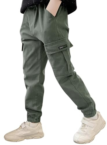 Pantalones de chándal cargo para chicos, forro polar, ajuste casual, puños elásticos en los tobillos, pantalones cálidos de invierno de material suave, ideal para adolescentes, niños, escuela
