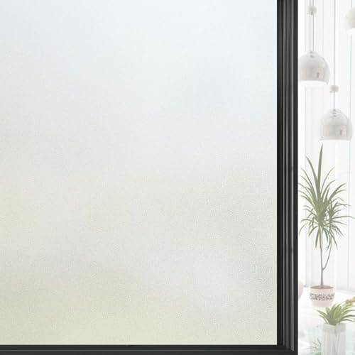 Pellicola Privacy Finestre, Pellicola Adesiva per Vetri, Privacy Finestre 75 x 150 cm Satinata Autoadesiva No Colla Anti UV per Cucina, Casa, Ufficio, Bagno, Opaco puro