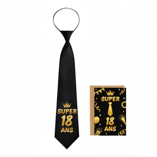LOOBEAR Cadeau Anniversaire 18 Ans Homme & Femme – Cravate Noire avec Carte de Vœux – Idée Cadeau 18ème Anniversaire Garçon – Cadeau Humoristique pour Célébration
