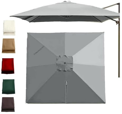 GSKFXJ Toldo De Repuesto para Sombrilla Voladizo 3x3m 2.5x2.5m Cuadrada Tela De Recambio para Parasol De Mercado, 8 Varillas Paño De Repuesto para Sombrilla(Gray,4x3.0m/13x9.8ft)