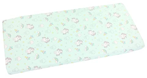 TupTam Baby Spannbettlaken Kinder Spannbetttuch für Babybett Kinderbett Gemustert, Farbe: Einhorn Mint, Größe: 70 x 140 cm
