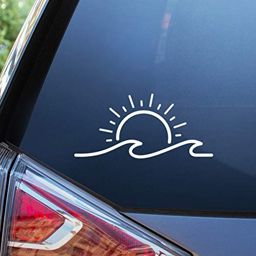 Blue Giraffe Sun & Wave 7 Car Decal - Beach Bumper Sticker