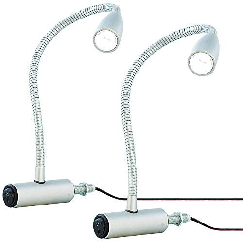 Lunartec Bettleuchte: 2er Pack Ultrahelle LED-Lampe mit Metall-Schwanenhals für Bettbefest. (Bettleuchte Schwanenhals, LED, Klemmleuchten)