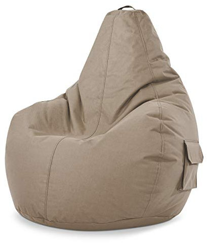 Green Bean Sitzsack mit Rückenlehne 80x70x90cm - Gaming Chair mit 230L Füllung Kuschelig Weich Waschbar - Bean Bag Bodenkissen Lounge Chair Sitzhocker Relax-Sessel Gamer Gamingstuhl Taupe
