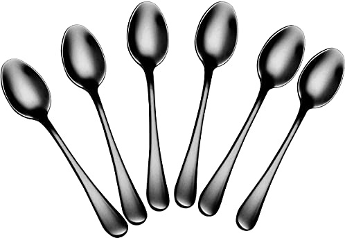 Demitasse Espresso Spoons, Mini Coffee Spoon, Stainless Steel Small Spoons for Dessert, Tea,Set of 6 (black)