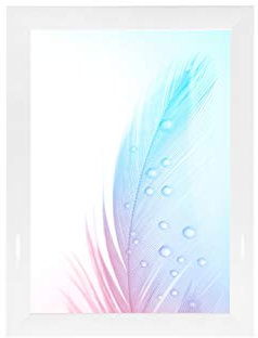 Marco de fotos DR35, 68 x 96 cm (blanco brillante), marco de madera de densidad media de 35 mm de ancho, incluye cristal acrílico antirreflectante, parte posterior estable y ganchos para colgar.