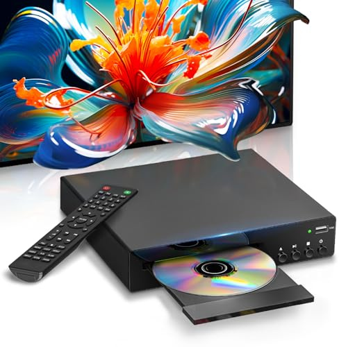 DVD Players for TV with HDMI, All Region Free DVD Player for Smart TV, HDMI and RCA Cables & Remote Included, USB Input, PAL/NTSC, Up-Convert to 1080P
