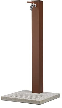 Fontaine de jardin avec robinet et base en ciment Couleur marron rouille H91 cm