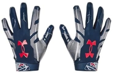Under Armour Gants de football fantaisie F8 pour homme, (409) Academy/Acier/Rouge, taille M
