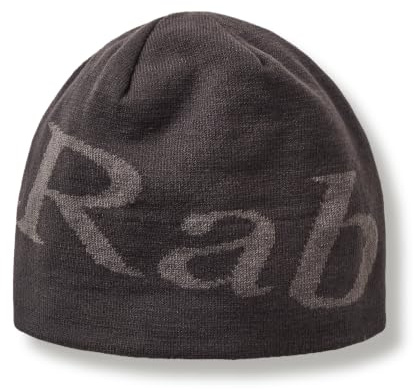 Rab Logo Beanie - Lightweight Knitted Skull Cap for Skiing & Everyday Use - Anthracite/Granite - One Size