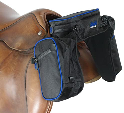 TrailMax Kompakte englische Satteltasche für Pferde, englische Vordertasche, Pferde-Satteltasche mit Wasserflaschenhülle; Englisch/Endurance/Australische Satteltaschen; Pferdesatteltaschen für