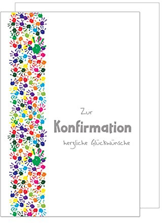 Edition Seidel Premium Glückwunschkarte zur Konfirmation mit Umschlag. Konfirmationskarte Grusskarte Karte bunte Hände Junge Mädchen (KF297a SW023)