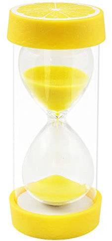 Clessidra per frutta, timer per sabbia, misure di sicurezza, colorato, trasparente, con base protettiva, per casa, scrivania, cucina, conto alla rovescia, regalo di Natale (limone, 60 minuti)