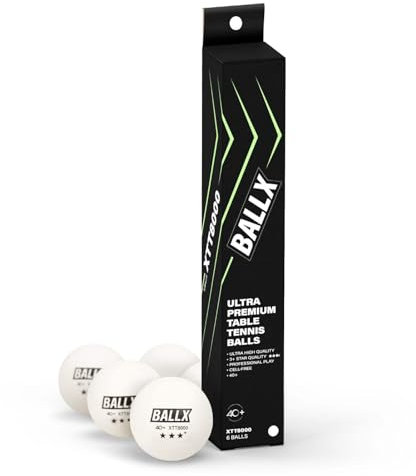 BallX 3+ Sterne Tischtennisbälle XTT6000 | 40mm ABS weiß | 6 Stück | Tischtennisbälle 3 Sterne | Tischtennisbälle Outdoor & Indoor | Tischtennisball | Tischtennis Bälle | Ping Pong Bälle