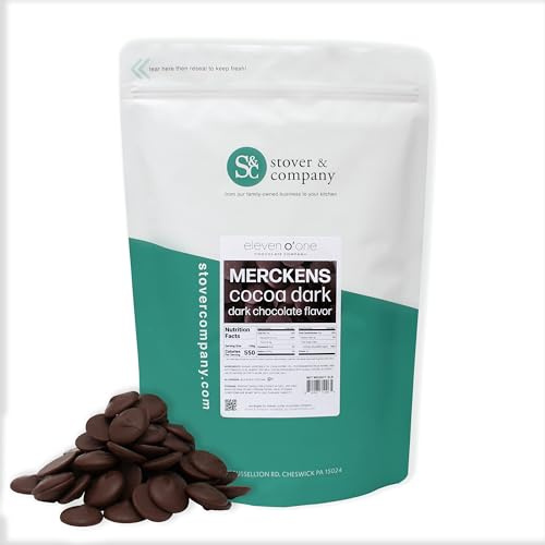 Merckens Cocoa Dark Chocolate Wafers, for Dipping, Baking and Fountains (Dark Chocolate, 5 pounds)